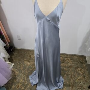 Anderson Maxi Dress, Show Me Your Mumu, Steel Blue, Luxe Satin Sheath Dress